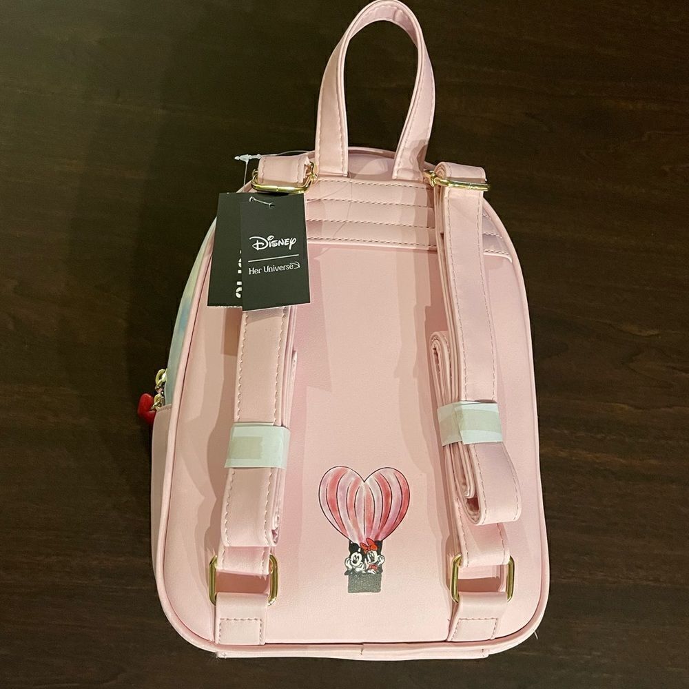Her Universe Disney Mickey and Minnie Mouse Heart Balloon Mini Backpack NWT - Picture 10 of 13